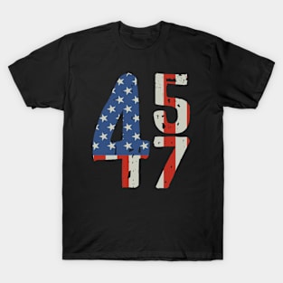 45 47 Trump 2024 American Flag T-Shirt